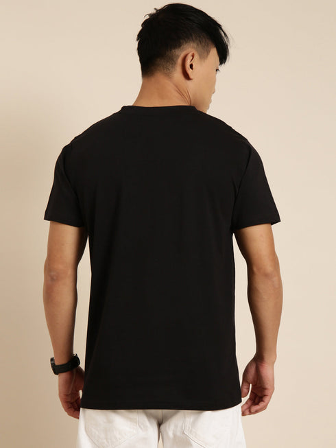 Black Printed Crew Neck <br>T-shirt