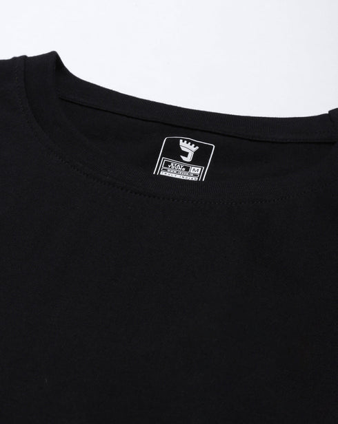 Black Solid Oversized Crew Neck T-shirt