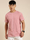 Pink Solid Oversized Crew Neck T-shirt