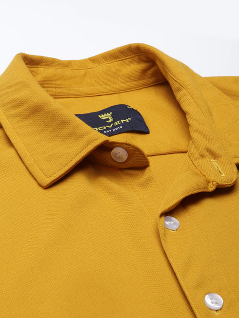 Mustard Solid Tencel Stretch Knit Shirt