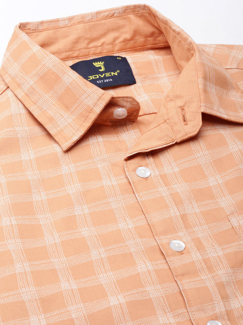 Orange Checks Full Sleeves Shirt
