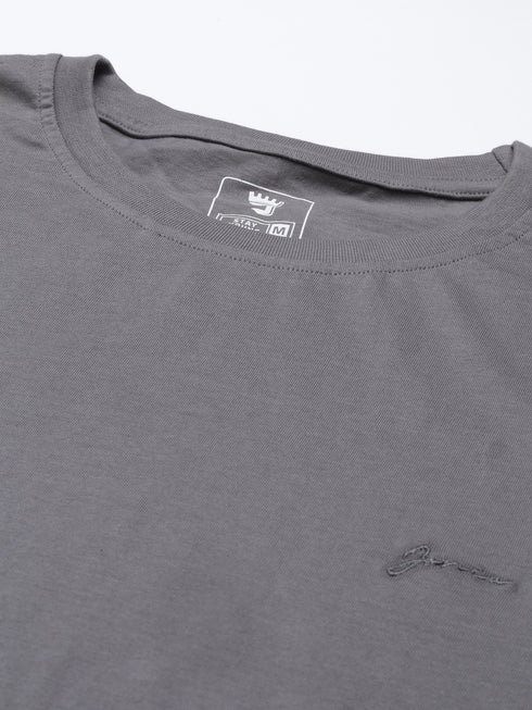 Grey Solid Crew Neck T-Shirt