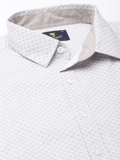 White Printed Full Sleeves Shirt