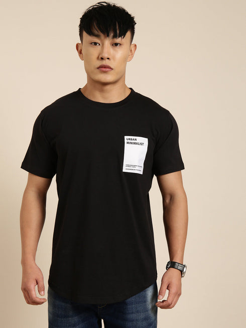 Black Printed Crew Neck T-shirt