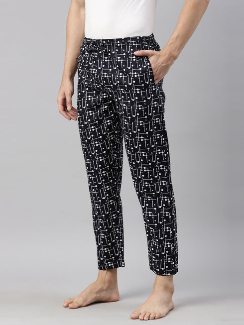 Navy Blue Printed Lounge Pant