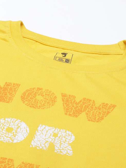 Yellow Printed Crew Neck Tshirt