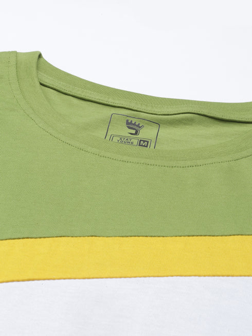 Multicolour Colourblocked Crew Neck Tshirt