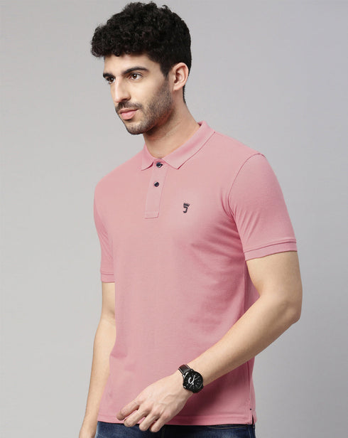 Dusty Pink Solid Polo T-shirt
