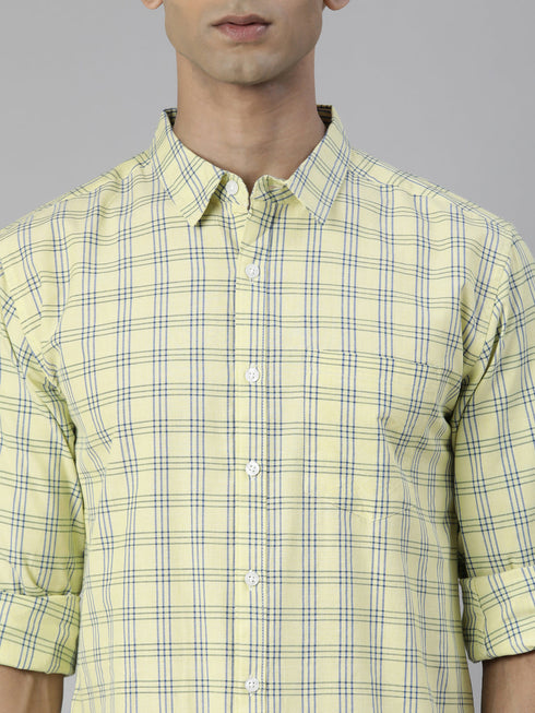 Yellow Checks Full Sleeves Shirt