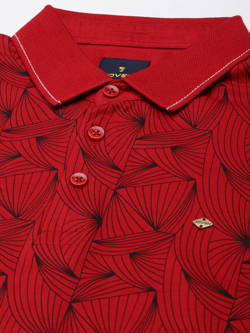 Red Printed Polo T-shirt
