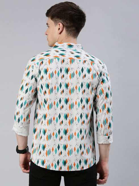 Grey Printed Full Sleeves Shirt