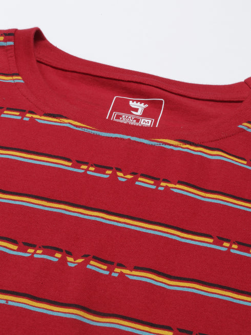 Red Printed Crew Neck Tshirt