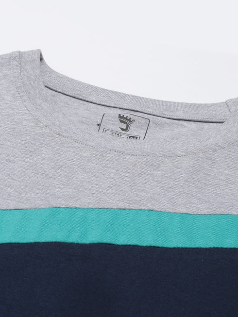 Multicolour Colourblocked Crew Neck Tshirt