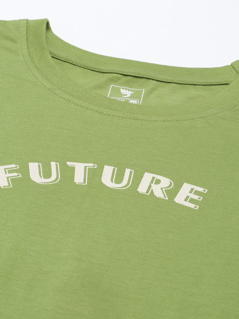 Green Printed Crew Neck T-shirt