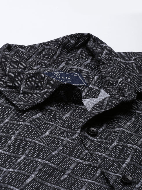 Black Printed Short Sleeves Shirt