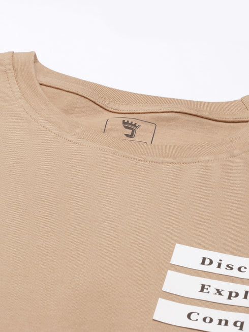 Brown Printed Crew Neck Tshirt