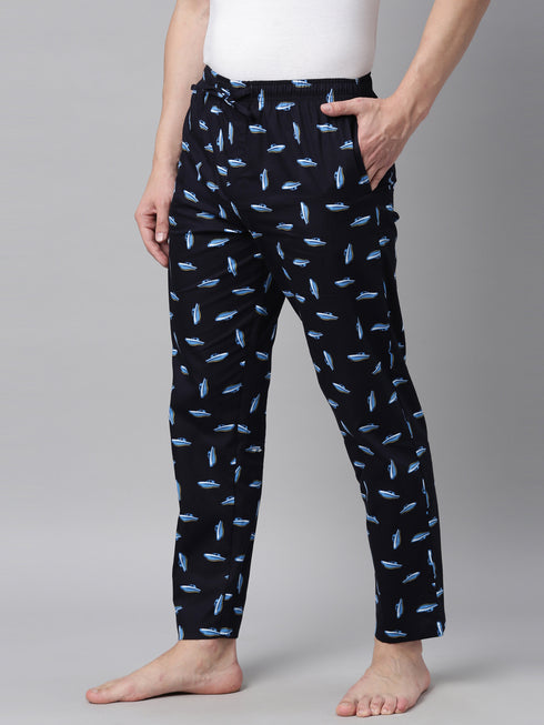 Navy Blue Printed Lounge Pant