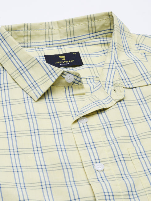 Yellow Checks Short Sleeves Shirt