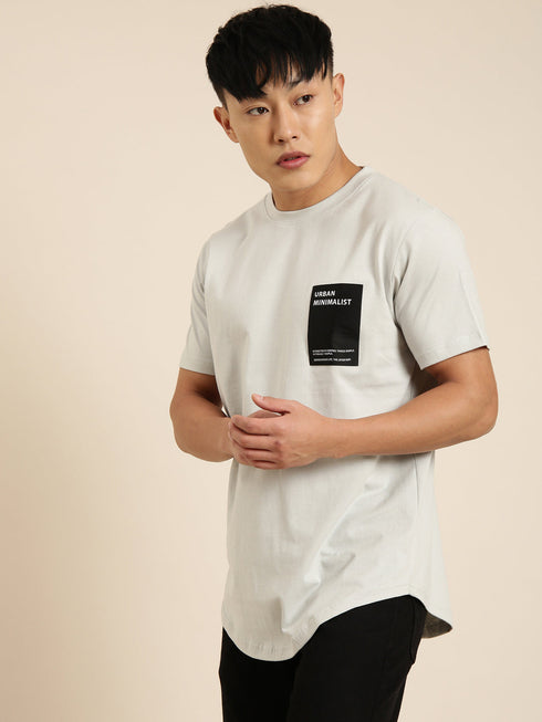 Grey Printed Crew Neck T-shirt