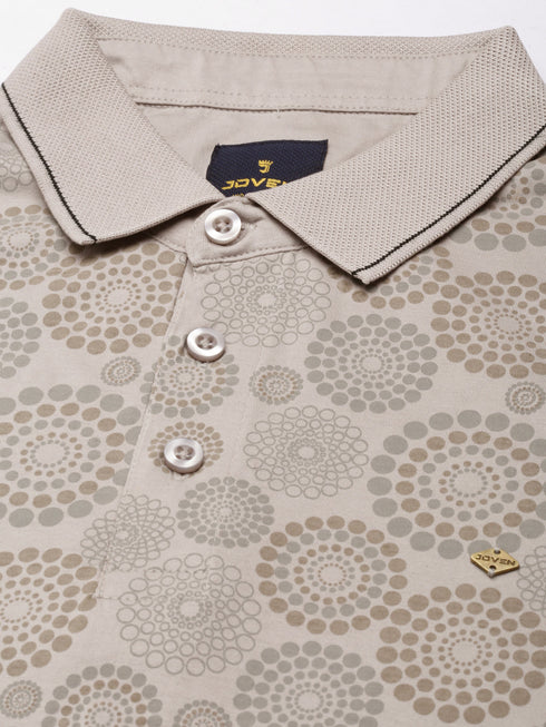 Grey Printed Polo T-shirt