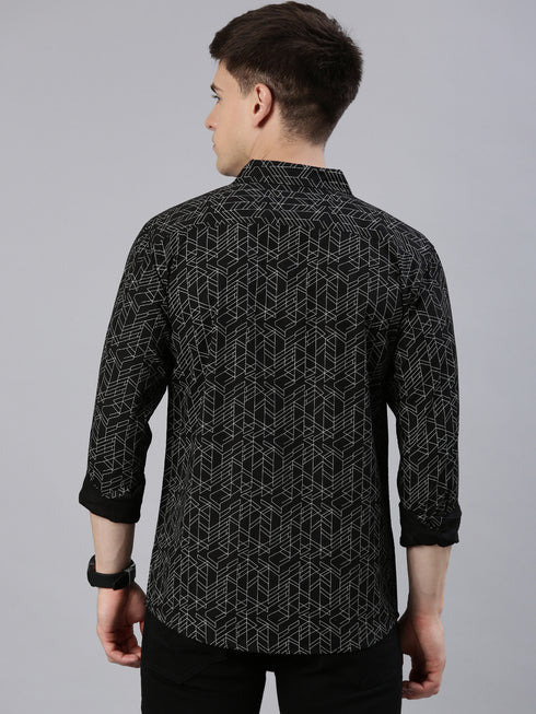 Black Printed Full Sleeves Shirt