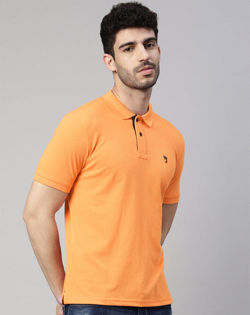 Orange Solid Polo T-shirt