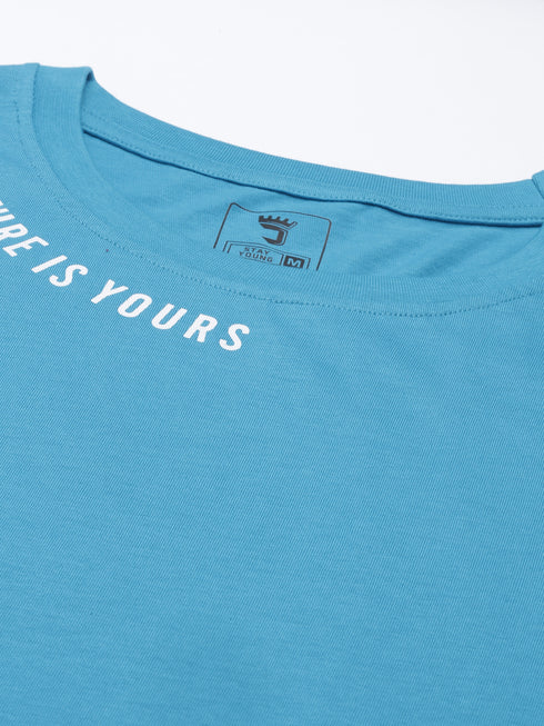 Blue Printed Crew Neck Tshirt