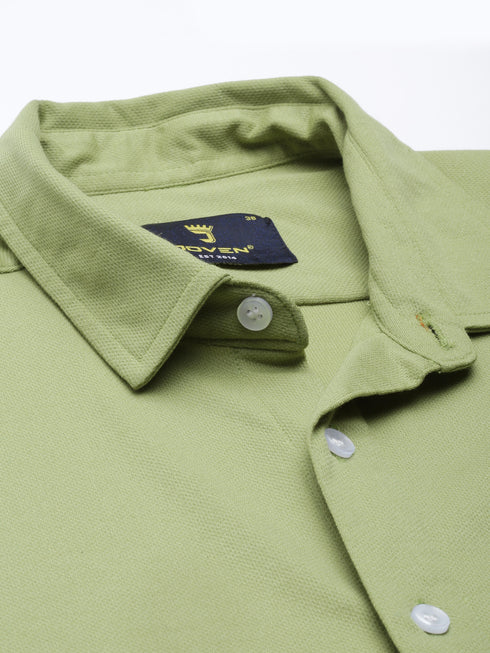 Light Green Solid Tencel Stretch Knit Shirt
