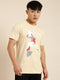 Beige Printed Crew Neck T-shirt