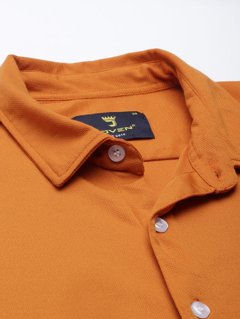 Orange Solid Tencel Stretch Knit Shirt