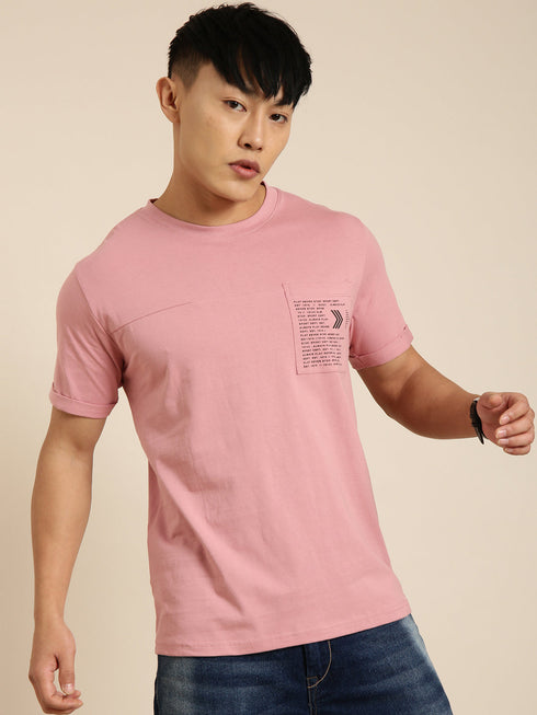 Pink Printed Crew Neck T-shirt