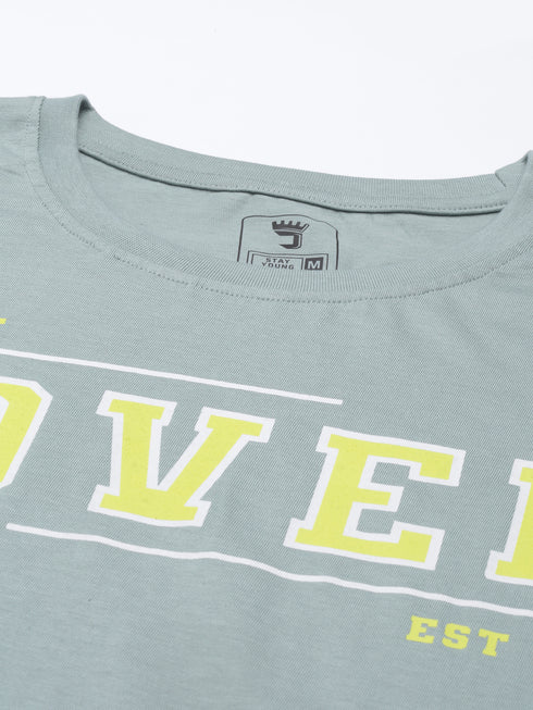 Green Printed Crew Neck Tshirt