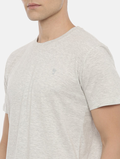 Light-Grey solid Crew Neck T-shirt