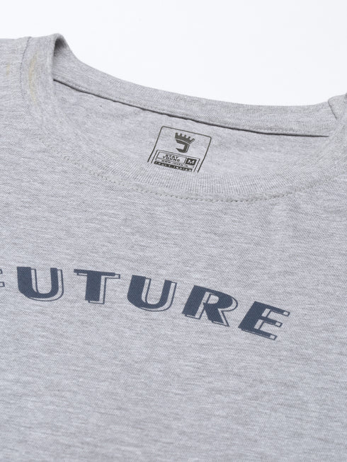 Grey Printed Crew Neck Tshirt