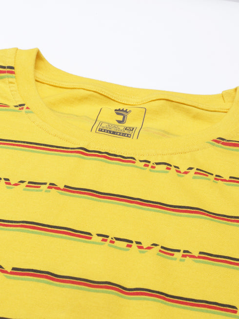 Yellow Printed Crew Neck Tshirt