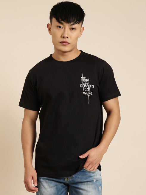 Black Printed Crew Neck T-shirt