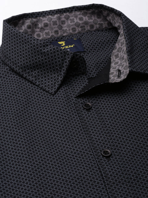 Black Printed Full Sleeves Shirt
