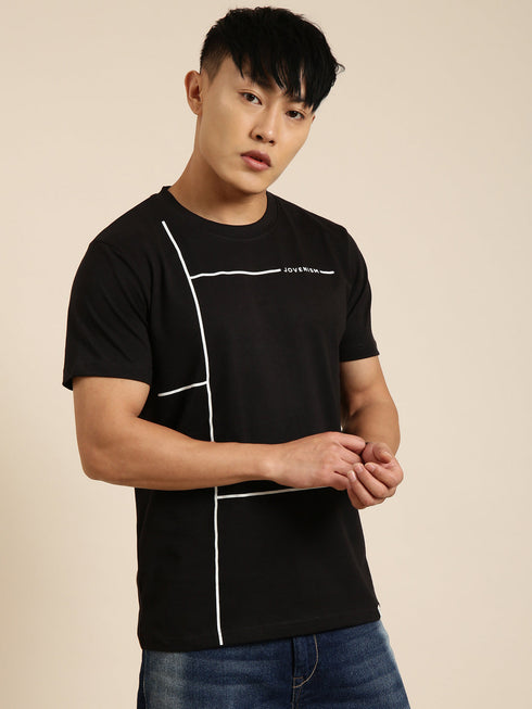 Black Printed Crew Neck T-shirt