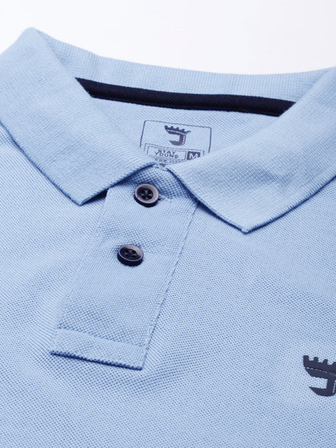 Sky Blue Solid Polo T-Shirt