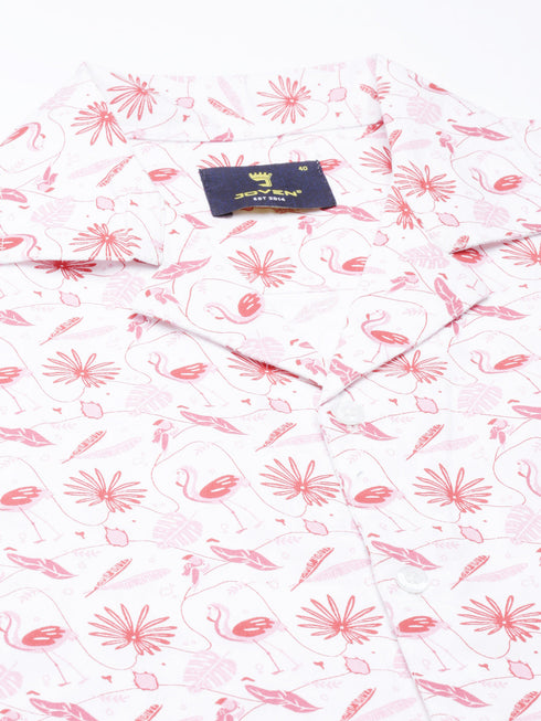 White Printed Short Sleeves Shirt