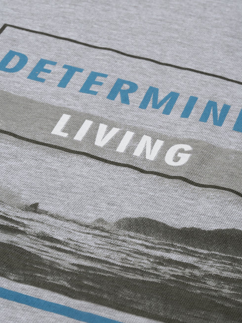 Grey Printed Crew Neck Tshirt
