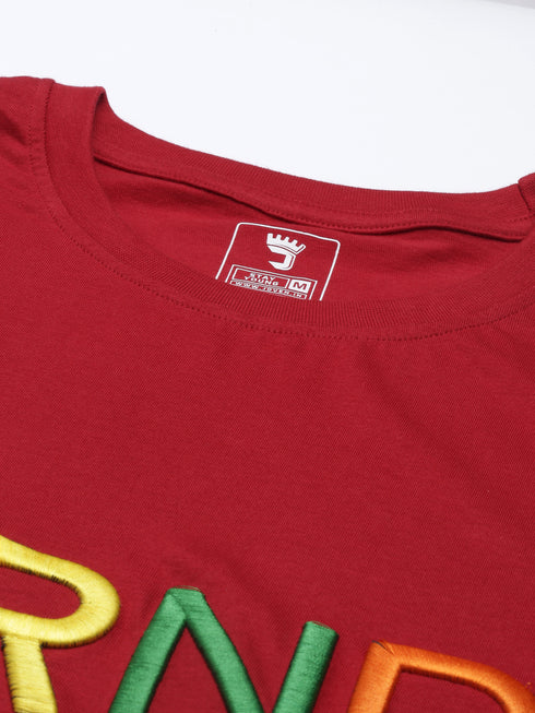 Red Printed Crew Neck Tshirt