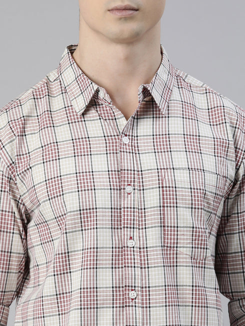 Beige Checks Full Sleeves Shirt