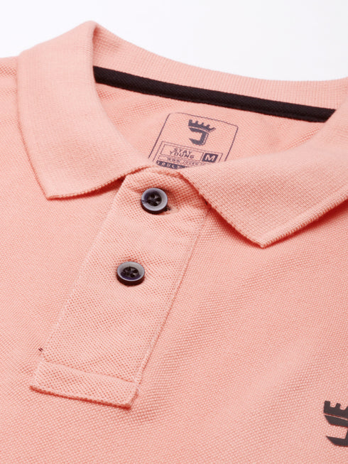 Peach Solid Polo Tshirt