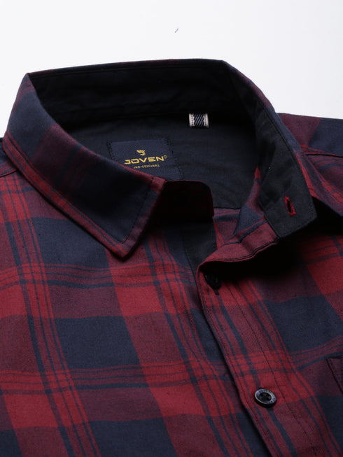 Maroon Checks Full Sleeves Shirt