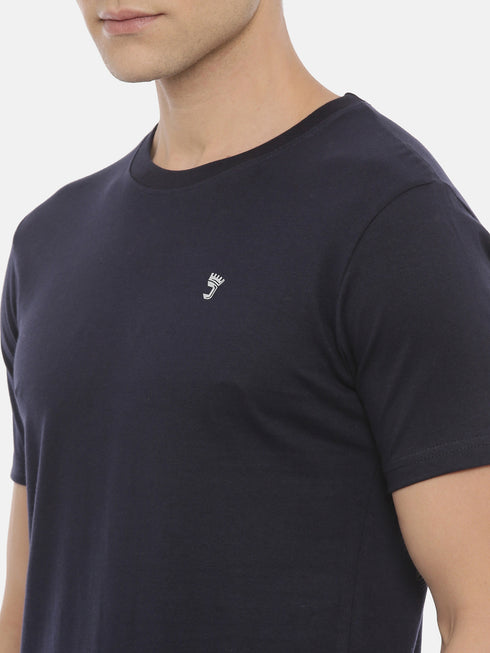 Navy Blue solid Crew Neck T-shirt