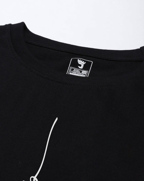 Black Printed Oversized Crew Neck T-shirt
