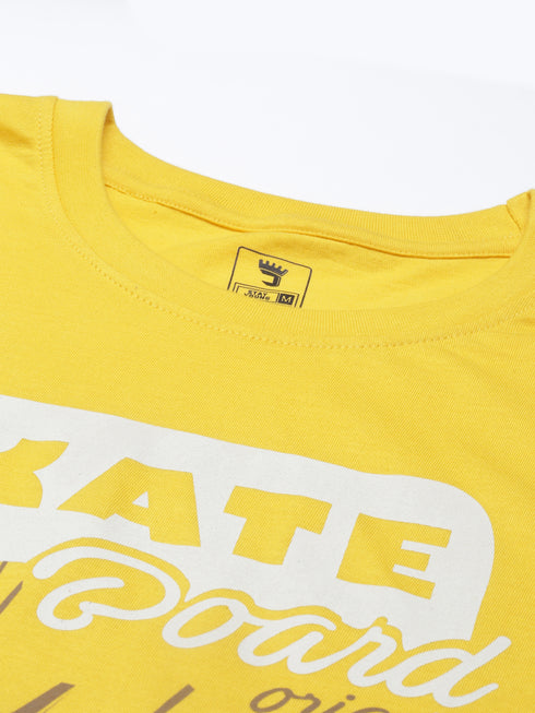 Yellow Printed Crew Neck Tshirt