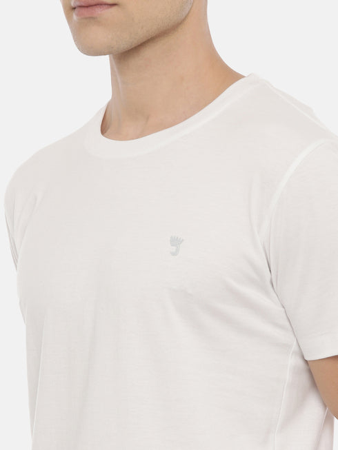 White Solid Crew Neck Tshirt