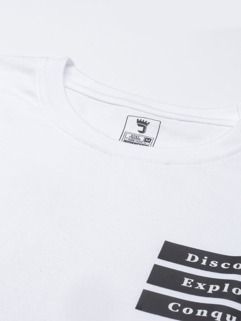 White Printed Crew Neck Tshirt